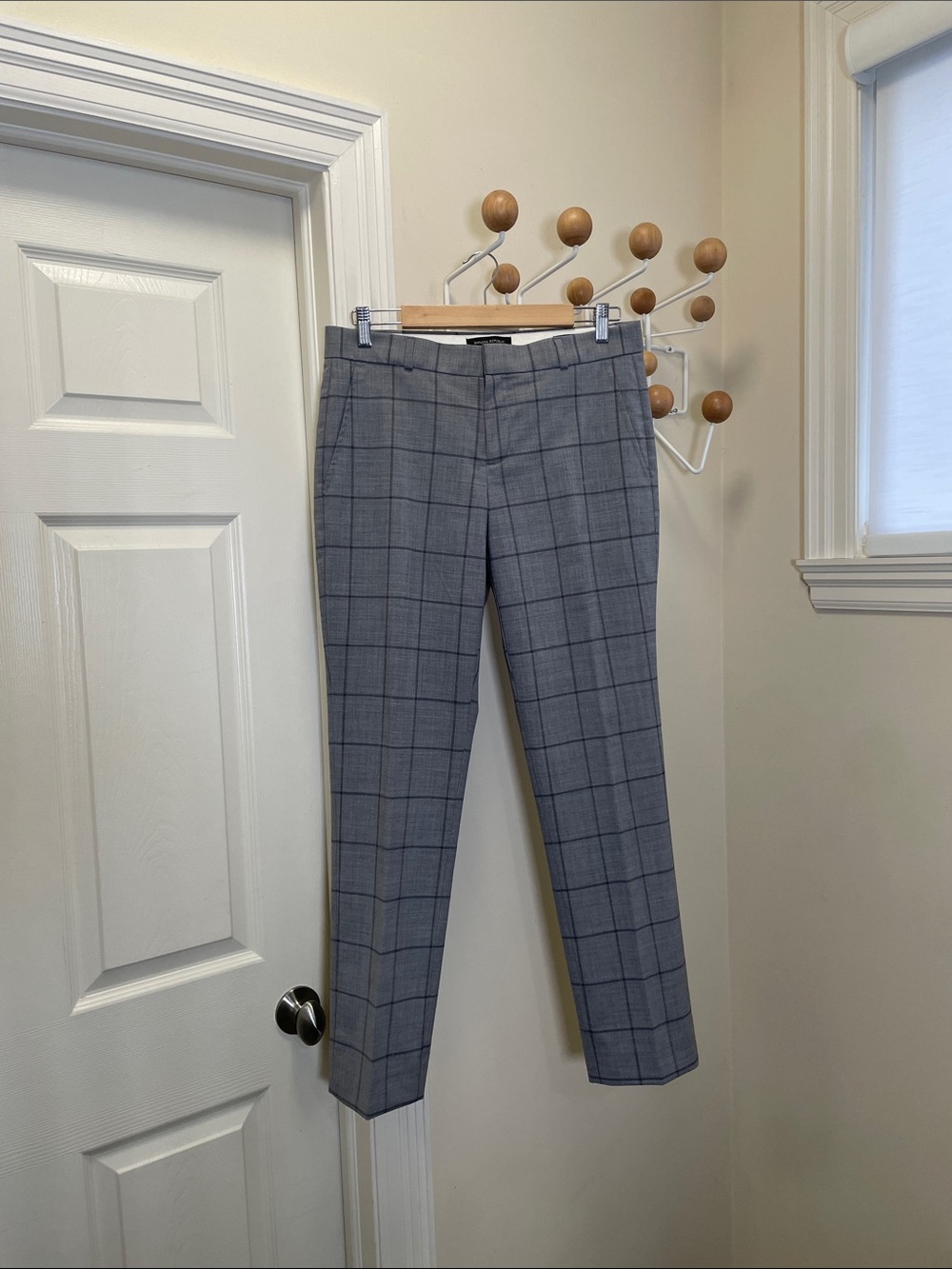 Banana Republic - Ryan Wool Checkered Old Money Pants - Grey - 6